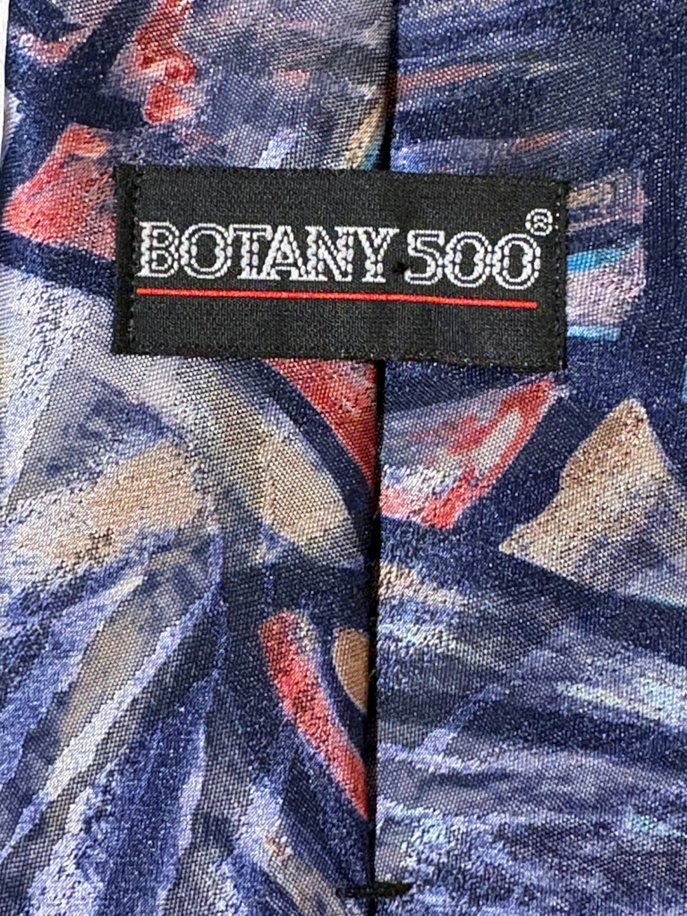 Botany 500 Vintage Abstract Geometric Blue Red Necktie 3.75"